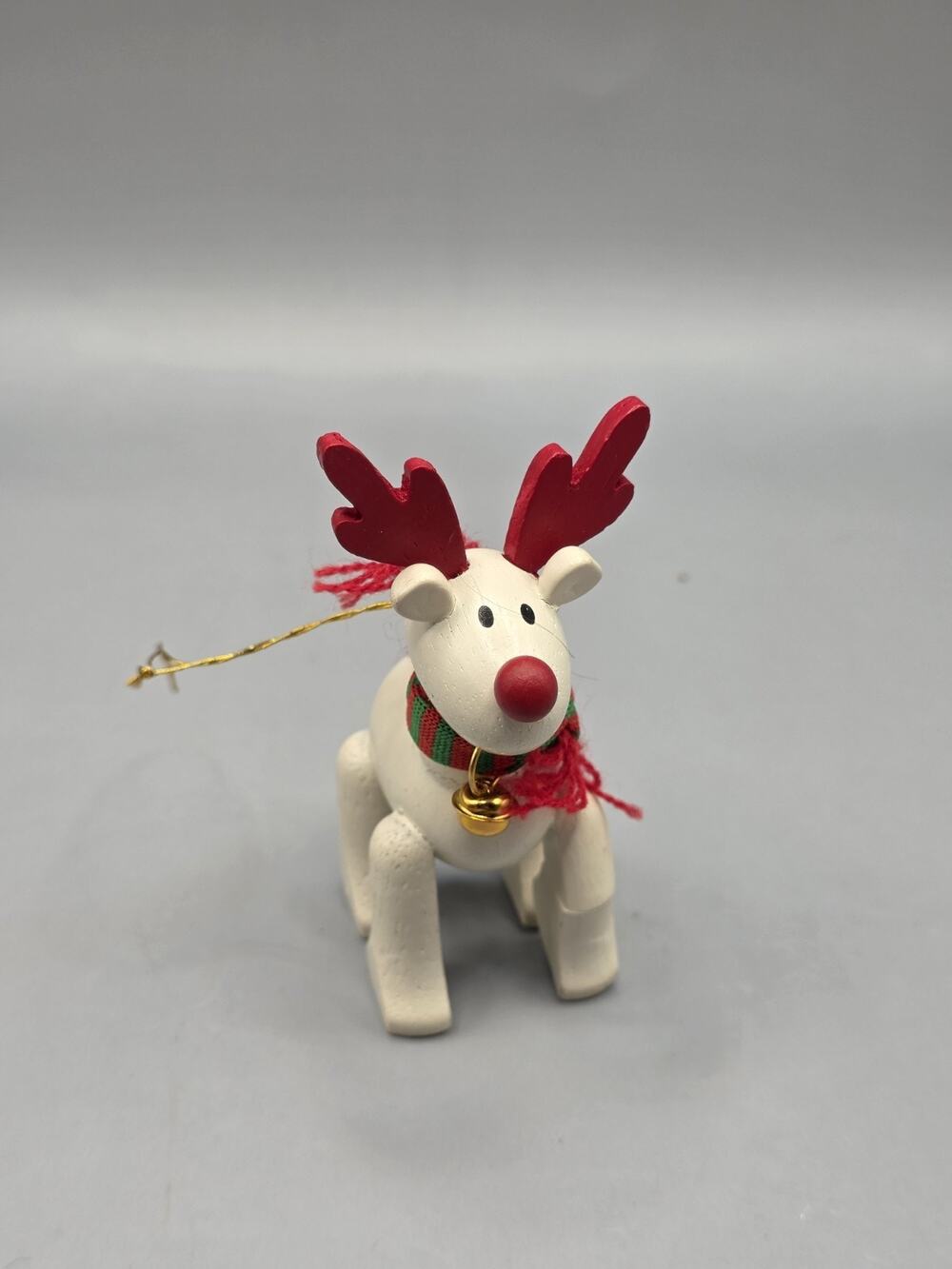 Vtg Miniature Wood Rudolph Reindeer Christmas Ornament Erzgebirge Style White
